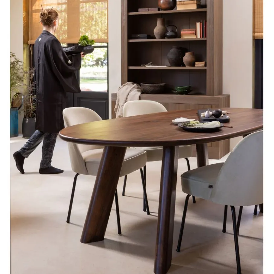 Eettafels<WOOOD Eettafel Roundly Bruin - 200x100 cm