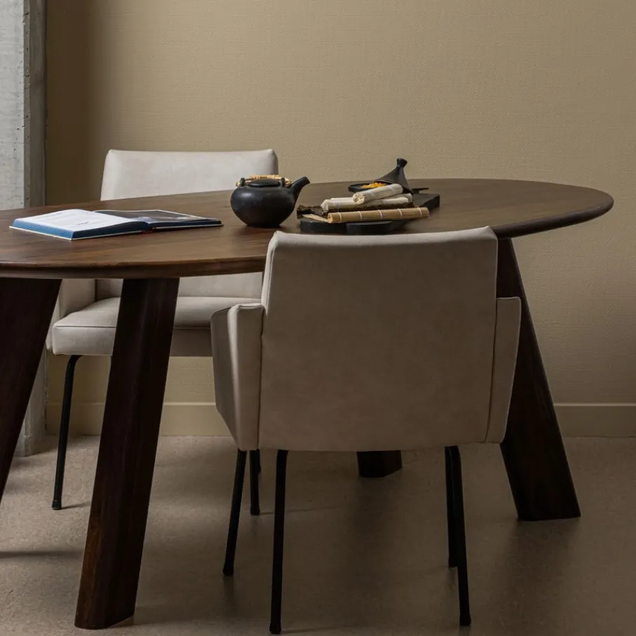 Eettafels<WOOOD Eettafel Roundly Bruin - 160x110 cm