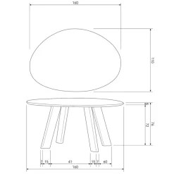 Eettafels<WOOOD Eettafel Roundly Bruin - 160x110 cm