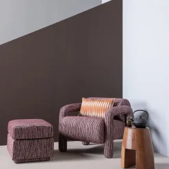 Voetenbanken|Fauteuils<WOOOD Hocker Lou Bordeauxrood - 60x50 cm