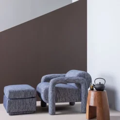 Voetenbanken|Fauteuils<WOOOD Hocker Lou Grijsblauw - 60x50 cm