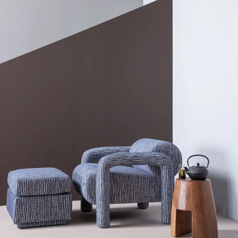 Voetenbanken|Fauteuils<WOOOD Hocker Lou Grijsblauw - 60x50 cm