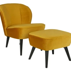 Voetenbanken|Fauteuils<WOOOD Hocker Sara Oker - 56x36 cm
