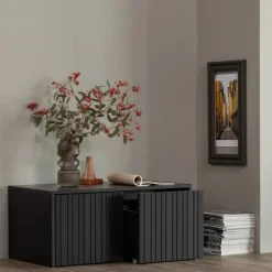 Opbergkasten<WOOOD Kistbank New Gravure Zwart - 88x50x40 cm
