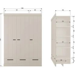 Kledingkasten<WOOOD Kledingkast Connect Dust - 140x195x53 cm