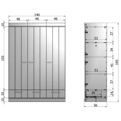 Kledingkasten<WOOOD Kledingkast Connect Wit - 140x195x53 cm