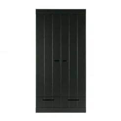 Kledingkasten<WOOOD Kledingkast Connect Zwart - 94x195x53 cm