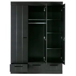 Kledingkasten<WOOOD Kledingkast Connect Zwart - 140x195x53 cm