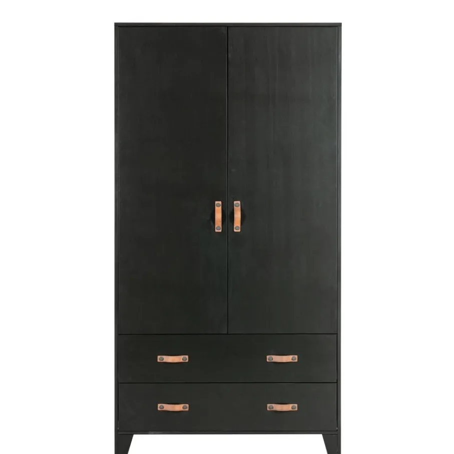 Kledingkasten<WOOOD Kledingkast Dian Zwart - 94x180x40 cm