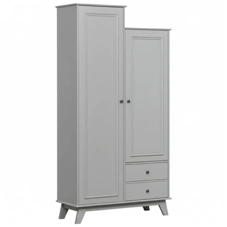 Kledingkasten<WOOOD Kledingkast Lily Grijs - 98x190x41 cm