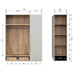 Kledingkasten<WOOOD Kledingkast Rens Grijs - 165x210x58 cm