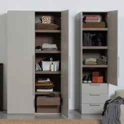 Kledingkasten<WOOOD Kledingkast Rens Grijs - 55x210x58 cm