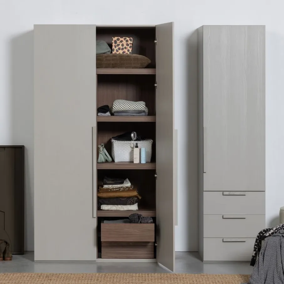 Kledingkasten<WOOOD Kledingkast Rens Grijs - 110x210x58 cm