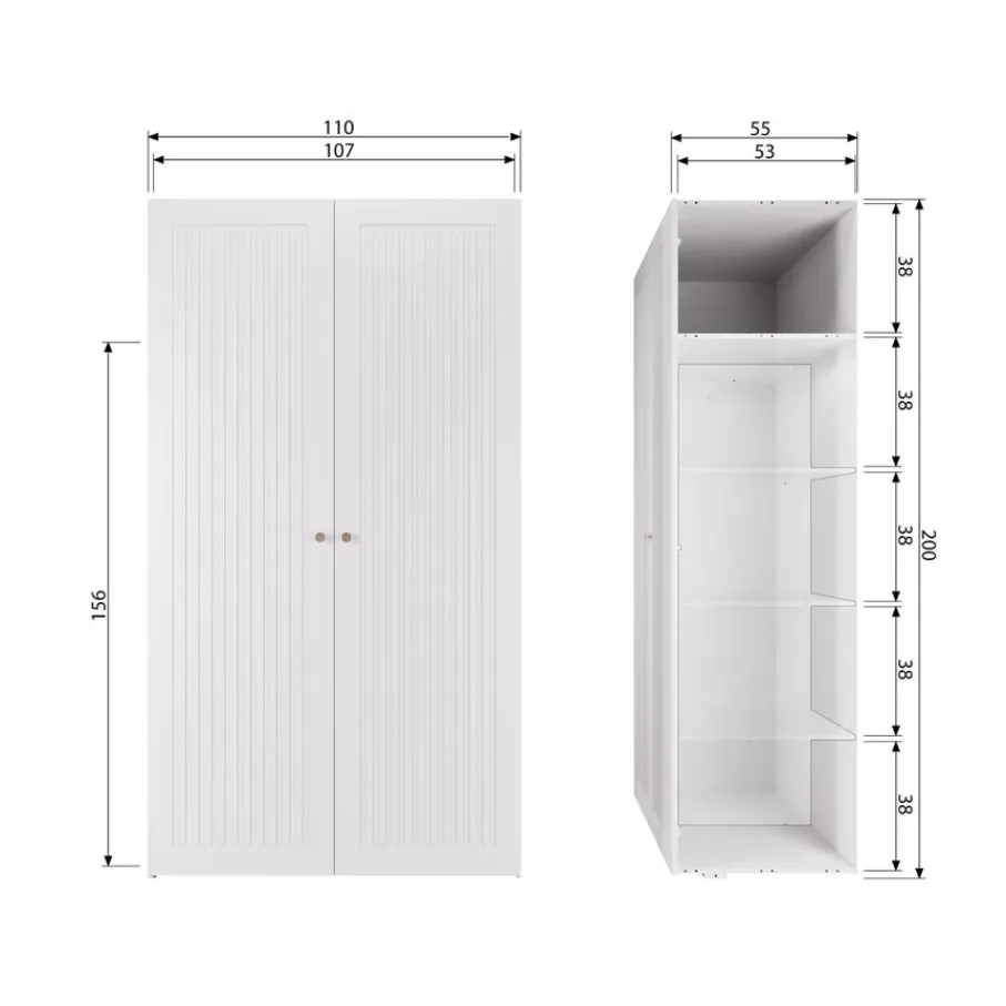 Kledingkasten<WOOOD Kledingkast Sipke Wit - 110x200x55 cm