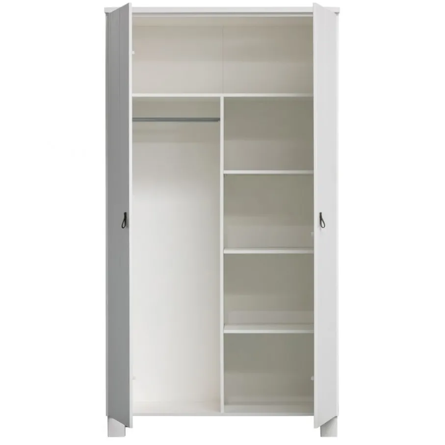 Kledingkasten<WOOOD Kledingkast Ties Wit - 111x202x55 cm