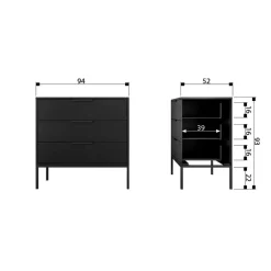 Ladekasten|Wandkasten<WOOOD Ladekast Adam Zwart - 94x93x52 cm