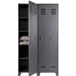Lockerkasten<WOOOD Lockerkast Stijn Grijs - 103x187x40 cm