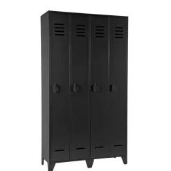 Lockerkasten<WOOOD Lockerkast Stijn Zwart - 103x187x40 cm