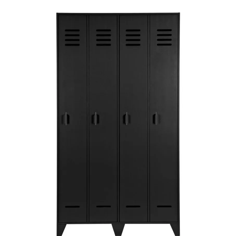 Lockerkasten<WOOOD Lockerkast Stijn Zwart - 103x187x40 cm