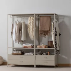Kledingkasten<WOOOD Open Kledingkast Ferris Zand - 70x185x54 cm