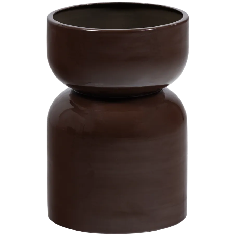 Vazen & Potten|Bijzettafels<WOOOD Plantentafel / Pot Toval Paars / Bruin - 28x40x28 cm