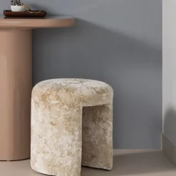 Poefs & Krukjes<WOOOD Poef Charlie Beige - Ø 45 cm