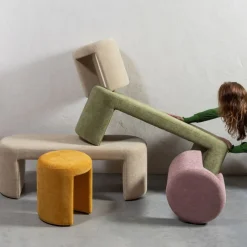 Poefs & Krukjes<WOOOD Poef Charlie Roze - Ø 45 cm