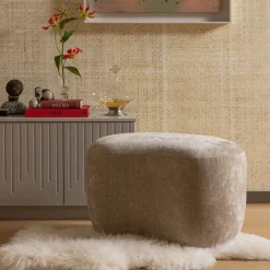 Voetenbanken|Fauteuils<WOOOD Poef Popular Beige - 73x51 cm
