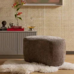 Fauteuils|Voetenbanken<WOOOD Poef Popular Taupe - 73x51 cm
