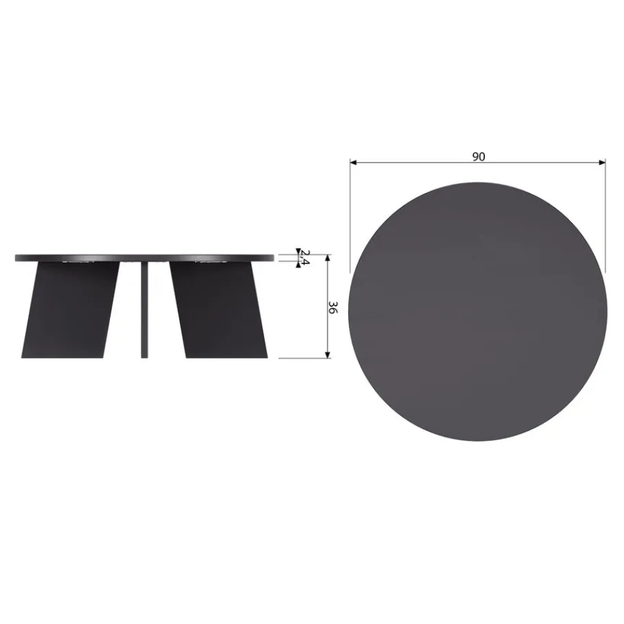 Salontafels<WOOOD Salontafel Fries Zwart - Ø 90 cm
