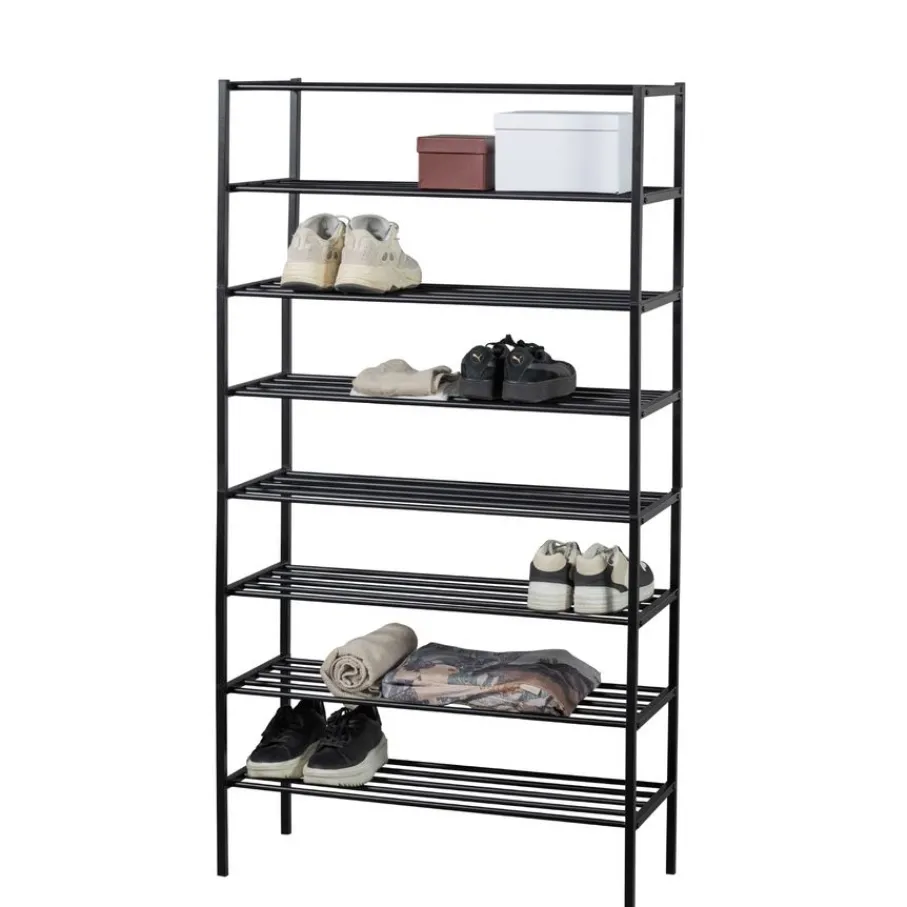 Schoenenkasten<WOOOD Schoenenrek Ferro Zwart - 85x160x35 cm