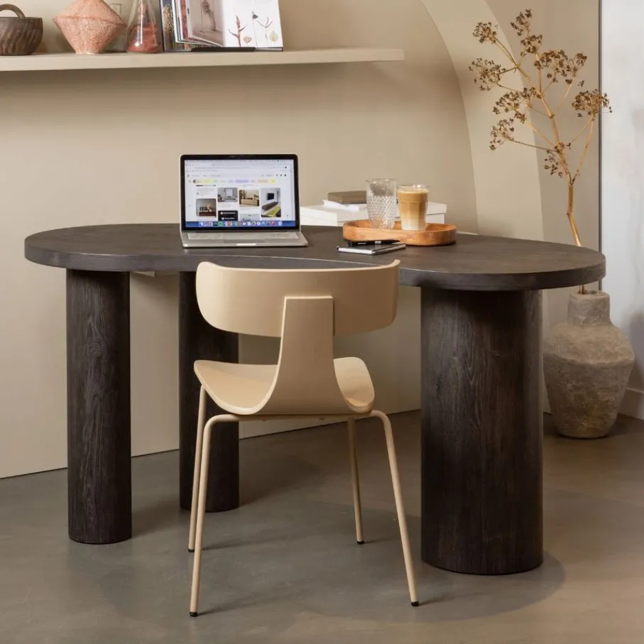 Bureaus|Sidetables<WOOOD Sidetable Maan Donkerbruin - 150x75x70 cm
