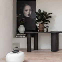 Bureaus|Sidetables<WOOOD Sidetable Maan Donkerbruin - 150x75x70 cm