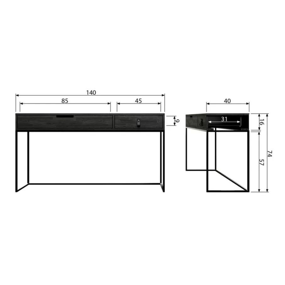 Sidetables<WOOOD Sidetable Silas Zwart - 140x74x40 cm