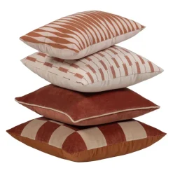 Sierkussens<WOOOD Sierkussen Zena Roze / Roestbruin - set 4 stuks
