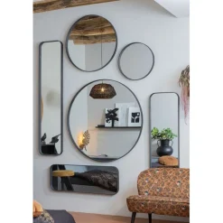 Spiegels<WOOOD Spiegel Doutzen Zwart - Ø 80 cm