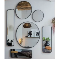Spiegels<WOOOD Spiegel Doutzen Zwart - 40x170 cm