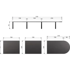 Tafelbladen<WOOOD Tafelblad Tablo Lungo Zwart - 150x120 cm