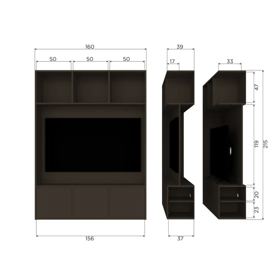 Tv-Meubels<WOOOD TV-meubel Meggy Middenbruin - 160x215x40 cm