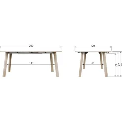 Eettafels<WOOOD Uitschuifbare Eettafel Lange Jan Wit - 120/160/200x120 cm