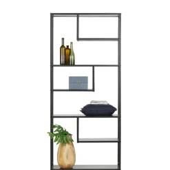 Wandkasten<WOOOD Vakkenkast Teun Zwart - 85x188x35 cm