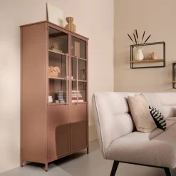 Buffetkasten|Wandkasten<WOOOD Vitrinekast Exhibit Tan - 99x170x44 cm