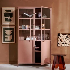 Buffetkasten|Wandkasten<WOOOD Vitrinekast Exhibit Tan - 99x170x44 cm