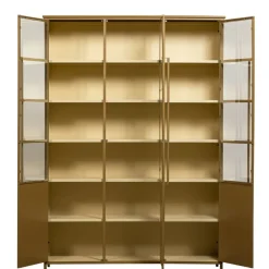 Buffetkasten|Vitrinekasten<WOOOD Vitrinekast Exhibit XL Honinggeel - 142x200x44 cm