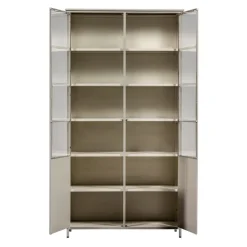 Buffetkasten|Vitrinekasten<WOOOD Vitrinekast Exhibit XL Zand - 99x200x44 cm