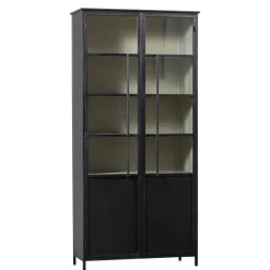 Buffetkasten|Wandkasten<WOOOD Vitrinekast Exhibit XL Zwart - 99x200x44 cm