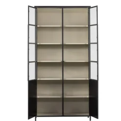 Buffetkasten|Wandkasten<WOOOD Vitrinekast Exhibit XL Zwart - 99x200x44 cm