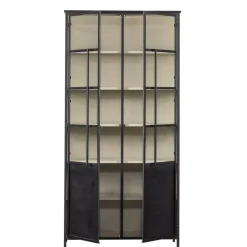 Buffetkasten|Wandkasten<WOOOD Vitrinekast Exhibit XL Zwart - 99x200x44 cm