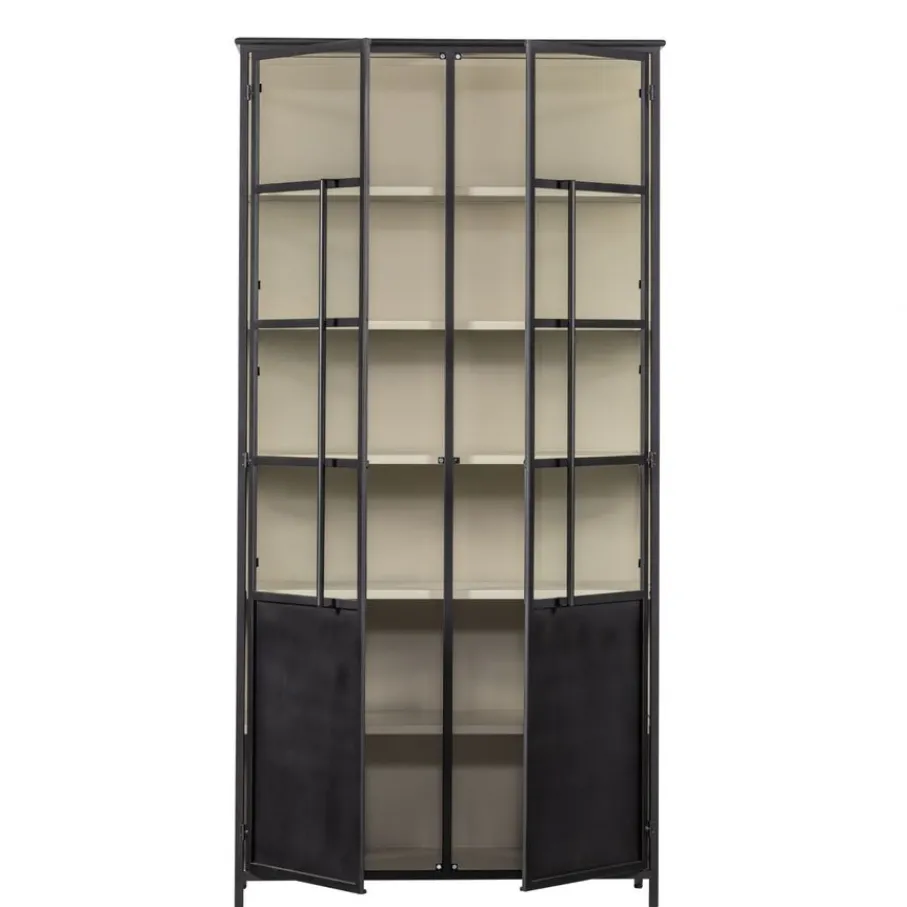 Buffetkasten|Wandkasten<WOOOD Vitrinekast Exhibit XL Zwart - 99x200x44 cm