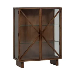 Vitrinekasten<WOOOD Vitrinekast Kella Donkerbruin - 100x132x44 cm